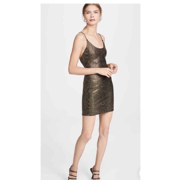 Alice + Olivia Delora Spaghetti Metallic Snake Print Strap Mini Dress - Picture 2 of 3